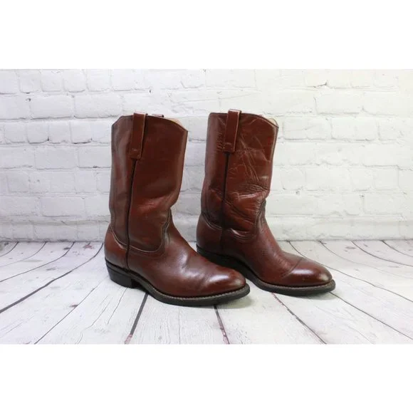 Vintage Red Wing Brown Leather Pull on Western Cowboy Work Boots Size 9.5 E - Picture 3 of 9